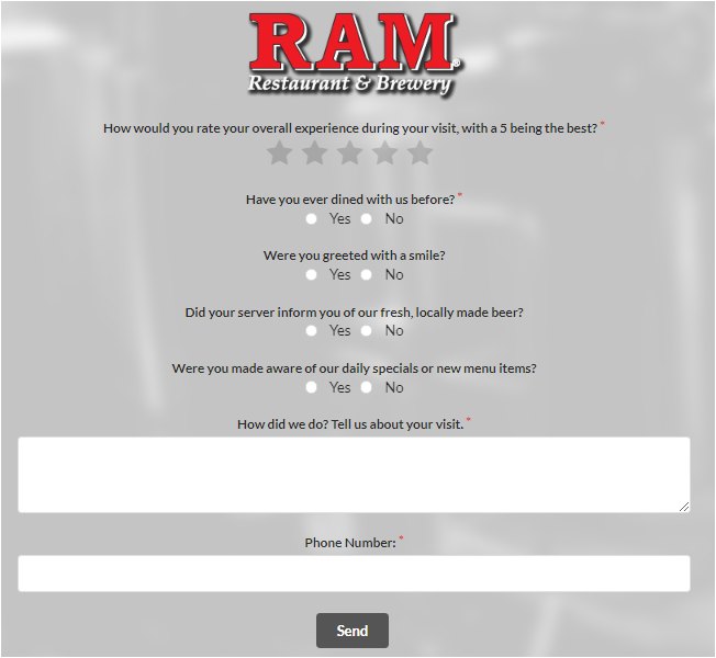 RAM Restaurant & Brewery Guest Experience Survey