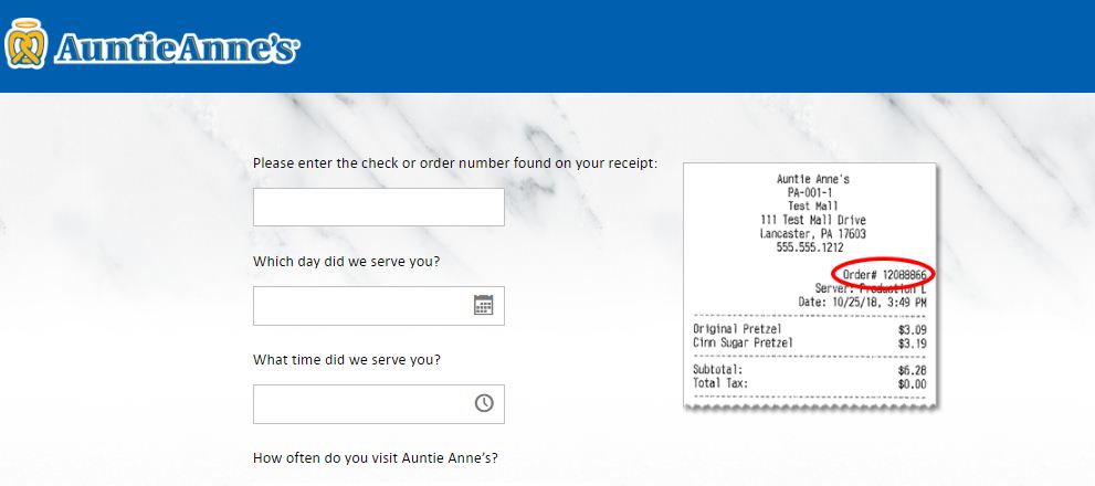 Auntie Anne’s Survey