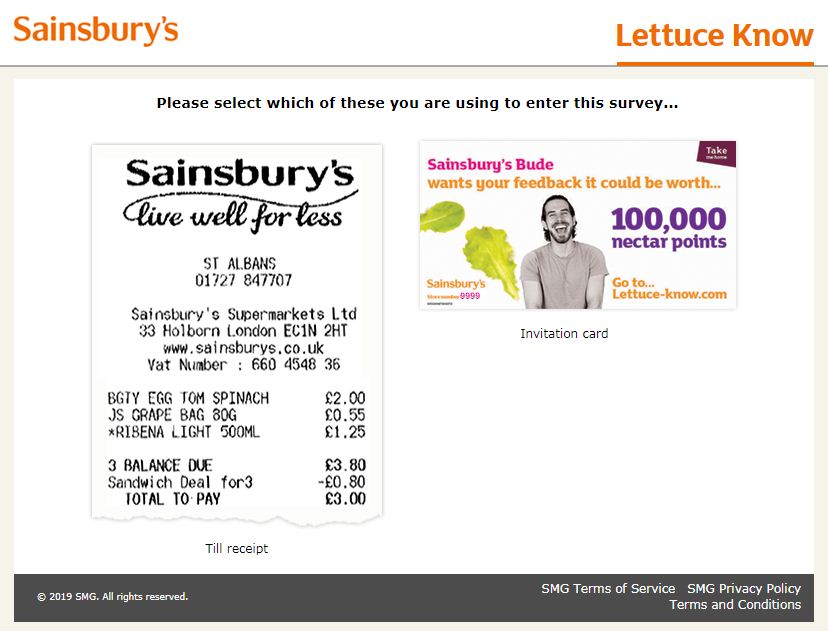 Tell Sainsbury's Survey