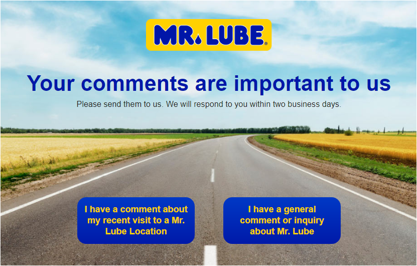 Mr. Lube Customer Feedback Survey 2020