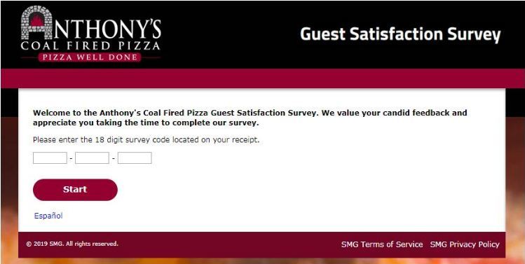 Anthony’s Coal Fired Pizza Survey