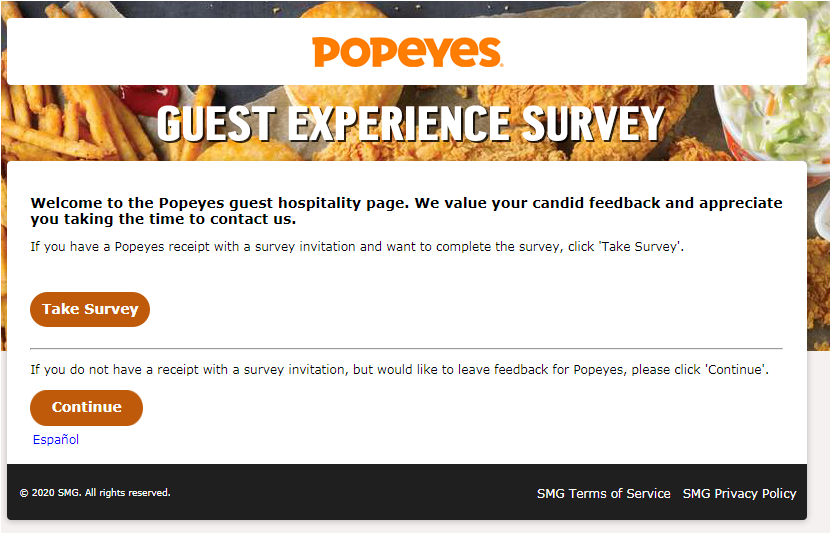 Popeyes Guest Customer Survey 2020