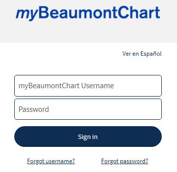 Mybeaumontchart login screen
