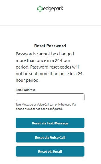 Reset Edgepark Login password