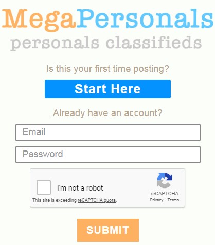 Megapersonal create account login